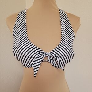 Lunabelle Black and White Striped Bikini Top
